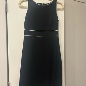 Ann Taylor Black Midi Dress with White Trim